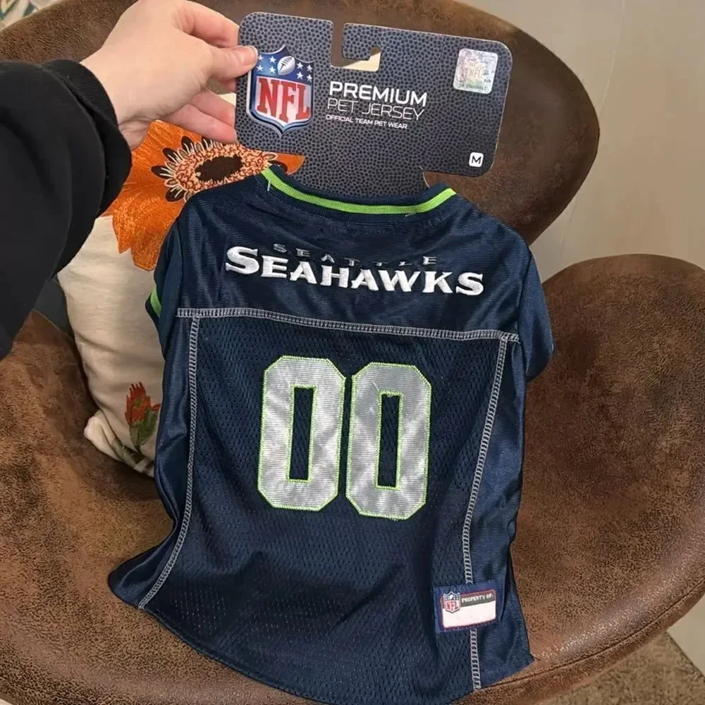 SEATTLE SEAHAWKS JERSEY PETS OFFICIAL NFL TEAM WEAR BLUE & GREEN STITCHED M NWT